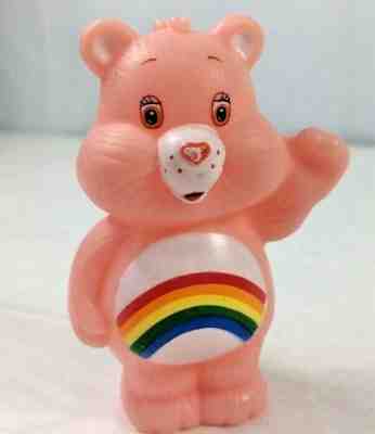 Care Bear Pink Cheer Rainbow Bear Toy Figurine Red Heart Plastic Cake Topper