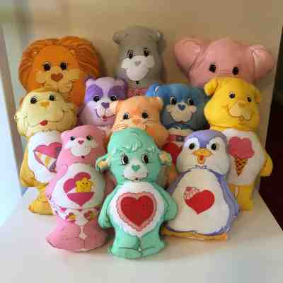 Lot of 11 Vintage 1980s Care Bear & Cousins Fabric Plush Pillow Doll Toy Cut Sew