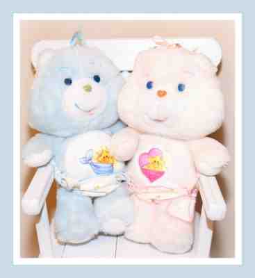 ??Vintage 1983 Kenner Care Bear HUGS TUGS Baby TWINS Pink Blue 11