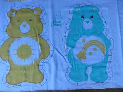 VINTAGE 1983 FUNSHINE BEAR & WISH BEAR PILLOW DOLL FABRIC PANELS (2)