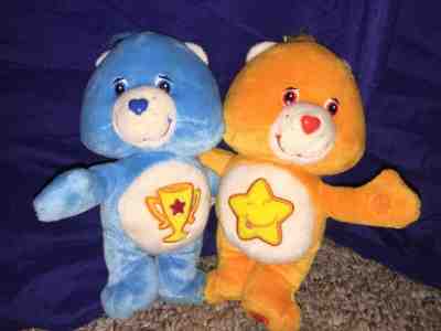 Care Bear Cuddle Pair Plush 2003 Orange Blue Hug Stuffed Animal 7
