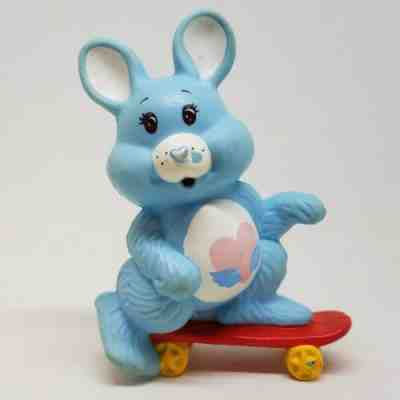 Vintage Care Bears Swift Heart Rabbit Skateboard PVC Figure 1984 Miniature Mini