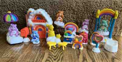 Vintage Care Bears Care A Lot 5 Figures, Play House, Swing, See Saw Car & More
