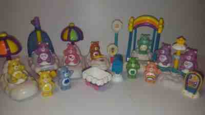 Vintage TCFC 11 Care Bears Figures Clouds boats jet ski merry go round swing +++