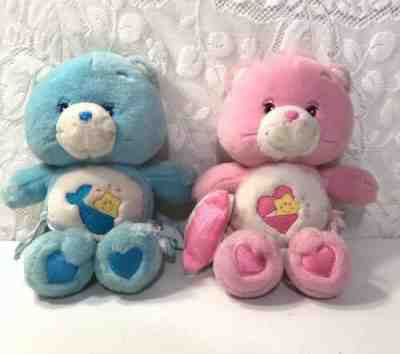 Care Bears Lot 2003 Baby Hugs Collectors Edition Pink & 2002 Baby Tugs Bear Blue