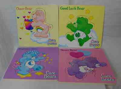 CARE BEARS * 4 Puzzle Lot * TCFC 8"x8" Share Bear Cheer Good Luck Bed Time Board