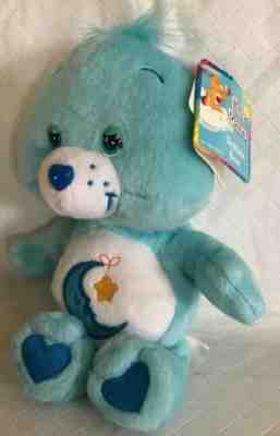 Care Bear Bedtime Bear 8 Inch Bean Bag Plush Light Blue Toy 2002 Moon Star NWT