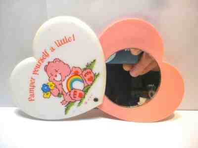 Rare Vintage Care Bears Cheer Pink Rainbow Pocket Compact Handbag Purse Mirror