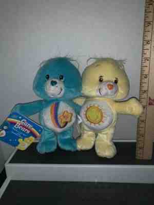 Vtg Care Bears Cuddle Pairs - Thanks~a~Lot And Funshine Bear Plush Toys With Tag
