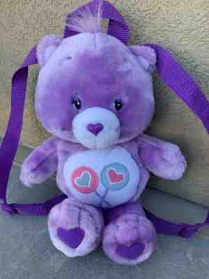 Share Care Bear Backpack Bag Plush Stuffed Animal 2003 Purple 13
