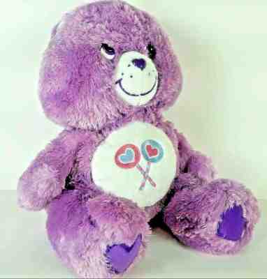 Care Bears Purple Share Bear Plush Fluffy and Floppy Shaggy Bean Bag  2005