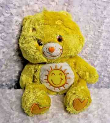 Care Bear 12” Funshine Bear Yellow Super Soft Shiny Fur Fluffy Floppy 2006 Silky