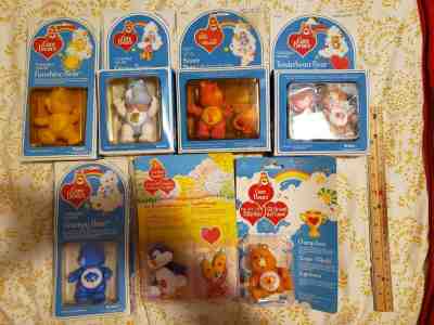  VINTAGE Care Bear lot of 7 1982-1983 poseable figurines, new in boxes