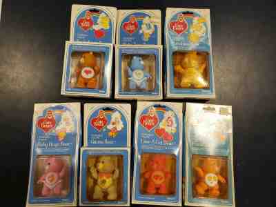 VINTAGE Care Bear lot of 7 1982-1984 poseable figurines, new in boxes