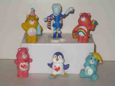 6 PVC Care Bears, Bedtime, Cheer, Birthday, Love-A-Lot, Professor and Penguin 