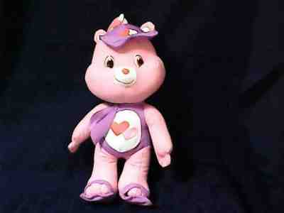 Love a Lot Sporty Care Bear Double Hearts Pink Purple Plush stuffed 2009