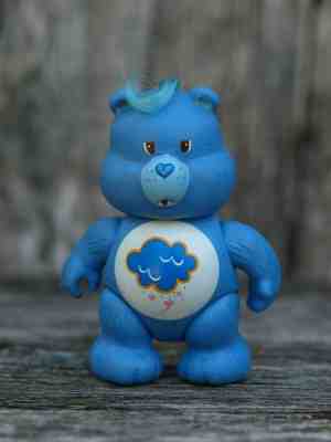 Vintage 1983 Care Bears Grumpy Bear Collectible 3” Tall Plastic PVC Figure