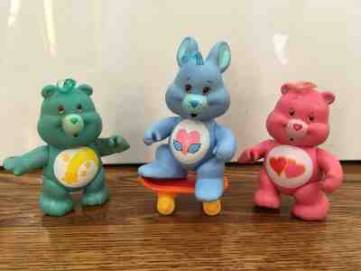 Vtg 1980s Care Bears Posable PVC Figures Lot of 3: Swiftheart, Wish Bear, Love