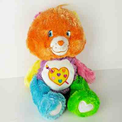Care Bears Plush Work of Heart Bear Pastel Paint Fluffy Floppy Stuffed Toy 13