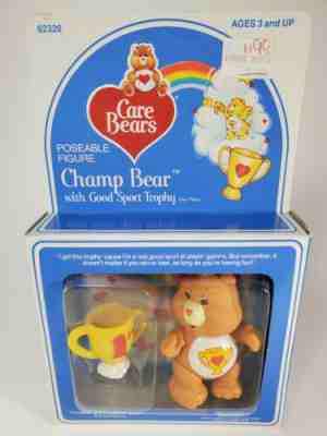 Vintage Care Bears Poseable Figure Champ Bear Trophy Accessory Kenner MIB
