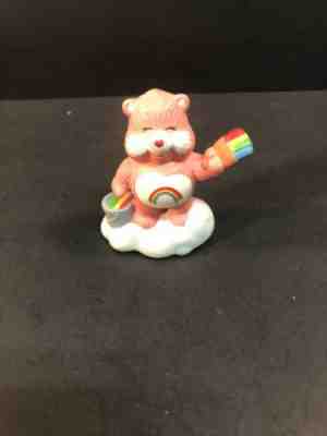 3” Vintage Care Bears Cheer Bear Paint Bucket Brush Ceramic Figure