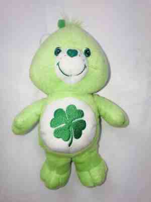 CARE BEARS Good Luck Bear Lucky Green Shamrock Soft Stuffed Plush 2002 Toy 10”