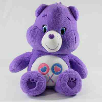 Care Bears Share Bear Plush Stuffed Animal Purple Lollipops 2014 Large Big 20