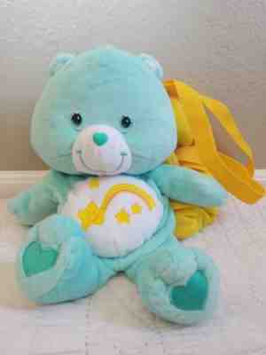 2003 Care Bear Friends Plush Backpack Wish Bear Turns Into Yellow Star Teal Bear
