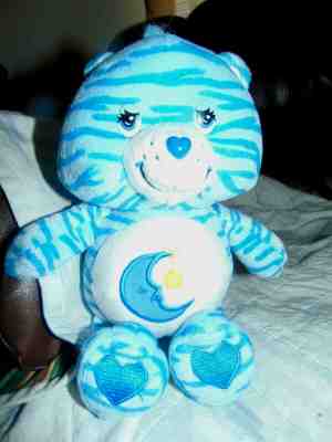 2005 Bedtime Bear Care Bears Jungle Party Special Edition blue zebra 10 inches
