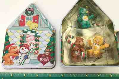 Care Bears Holiday Set 3 Ornaments Funshine Tenderheart Wish Christmas Tin NOS