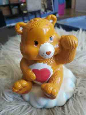 Vintage Care Bears Rainbow tenderheart  Ceramic Figural Coin Bank with stopper 1
