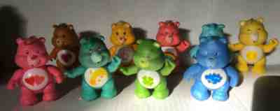 Vintage 1980's Care Bears PVC Poseable Figures AGC. Lot of 9 Pink Blue Yellow