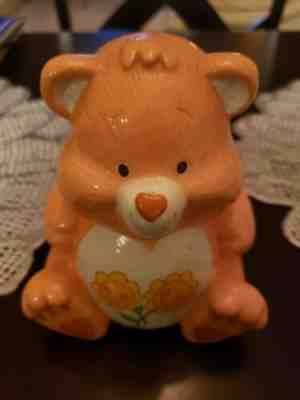 Vintage 1980's Care Bears Wish Bear Orange Funshine Ceramic bank with stopper. 