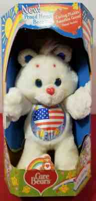 1991 Patriotic Proud Heart Care Bear Plush American Flag, Mint Condition in Box
