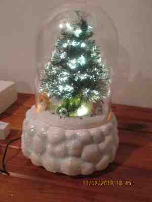 Care Bear Musical Fiber Optic Christmas Tree Snow Globe NIB