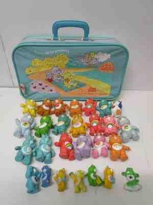 Vintage 1980's Lot of 26 PVC Care Bears with Suitcase