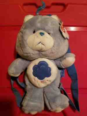 MWT 2003 Carebear Grumpy Bear Plush Retro Vintage Backpack with blue straps