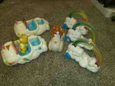 Vintage Care Bears Cloud Car And Cruiser Lot Of 6 And One Figure