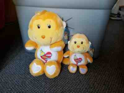 RARE Care Bears 20th Anniversary Playful Heart Monkey Cousin Beanie & Plush NWT