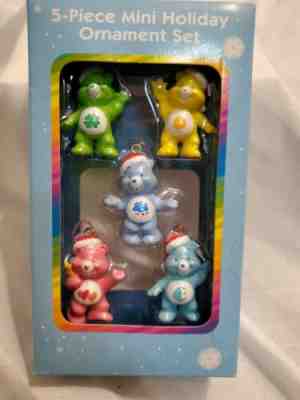 5-piece Mini Holiday Care Bear Ornament Set 2004 Toys Are Us NIB