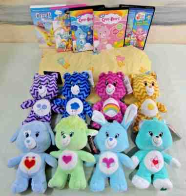 Care Bear Lot DVDs 8 PLUSH Stuffed Animals Crib/Toddler Fitted Sheet L@@K