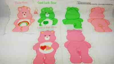 Vintage Care Bears Fabric Panel Pillow Lot x3 ~ Cheer, Good Luck, & Love-a-Lot