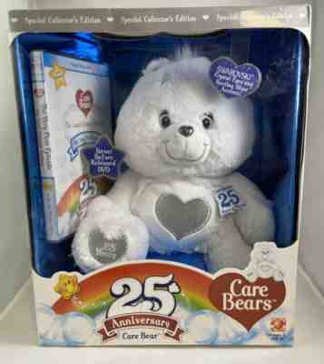 New 25th Anniversary Swarovski Special Edition Care Bears White 2007 In Box 