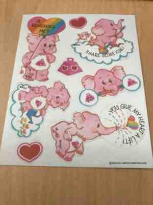 Vintage Carebears LOTSA Heart Pink Elephant AGC Sticker Sheet