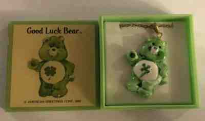 New In Box Care Bears Vintage Good Luck & Tenderheart Bear Necklace 1985