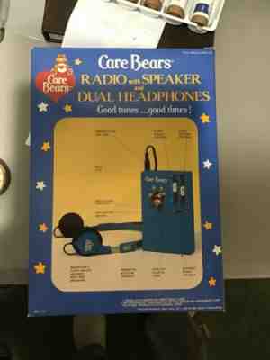 Vintage Care Bears AM Radio With Speaker And Headphones Nib