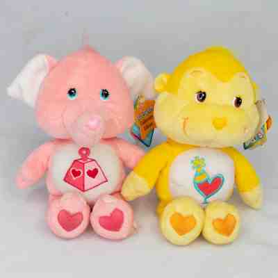 2 Care Bears Cousins Lotsa Heart Elephant & Playful Heart Monkey 8” Plush NWT