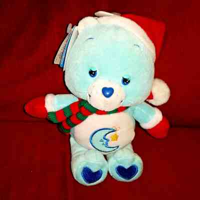 Care Bears Holiday Friend Bedtime Care Bear 10in Plush LNWT Cap Scarf Mittens