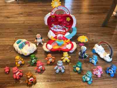 Care Bears vintage Care-a-Lot playset, 2 vehicles, and 15 characters AS-IS