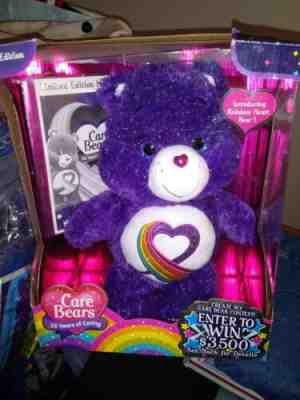 Care Bears RAINBOW HEART BEAR 35th Anniversary Purple Plush 35 Years of Caring